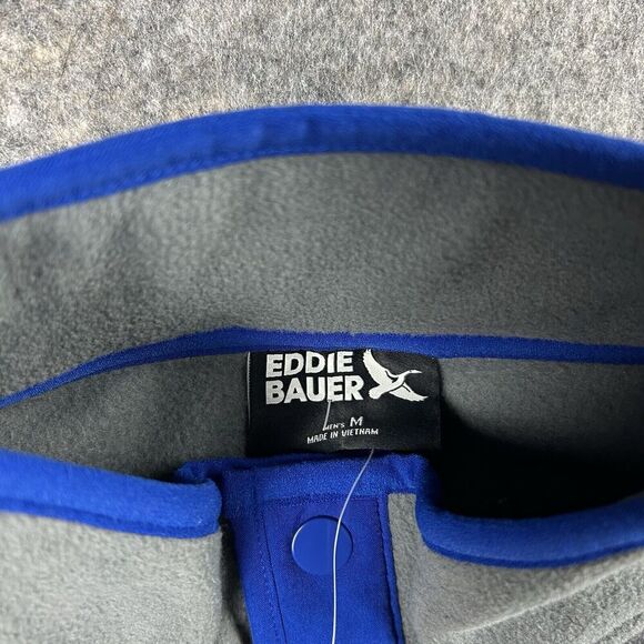 Eddie Bauer Pullover Mens Medium Fleece Snap Mock Neck Slate Gray Outdoor - Picture 9 of 11